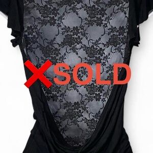 ❌SOLD❌Vintage Made in France Bebe Cowl Neck Lace Open Back Short Sleeve Beverly